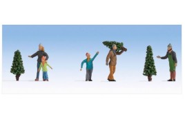 Christmas Tree Seller and Customers  HO Scale 